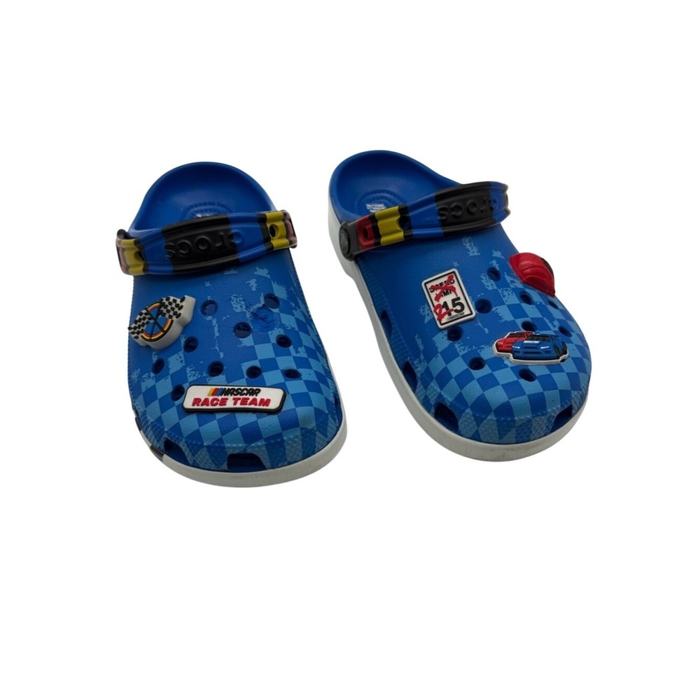 CROCS Blue Big Kids NASCAR Clog with Charm Accents Size J 6